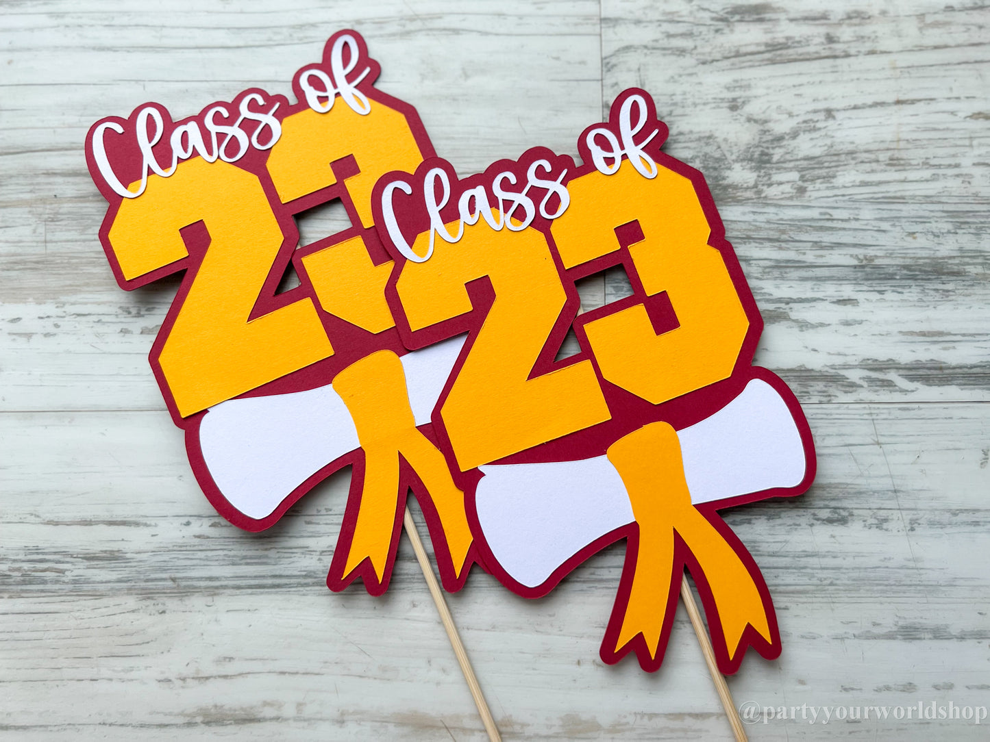 Graduation Centerpiece Sticks | Class of 23 Picks Any School Varsity Colors