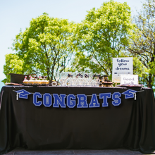 Load image into Gallery viewer, CONGRATS Varsity Graduation Banner -  Blue &amp; Silver