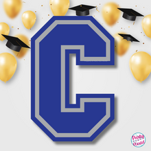 Load image into Gallery viewer, CONGRATS Varsity Graduation Banner -  Blue &amp; Silver