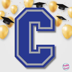 CONGRATS Varsity Graduation Banner -  Blue & Silver