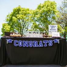 Load image into Gallery viewer, CONGRATS Varsity Graduation Banner -  Blue &amp; White