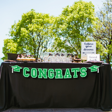 Load image into Gallery viewer, CONGRATS Varsity Graduation Banner - Green &amp; White
