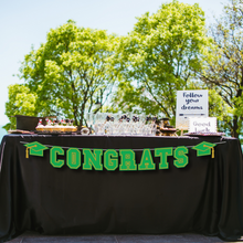 Load image into Gallery viewer, CONGRATS Varsity Graduation Banner - Green &amp; Gold