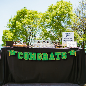 CONGRATS Varsity Graduation Banner - Green & Gold