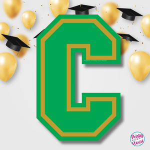 CONGRATS Varsity Graduation Banner - Green & Gold