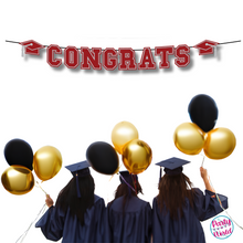 Load image into Gallery viewer, CONGRATS Varsity Graduation Banner - Maroon &amp; Gold