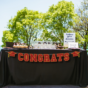 CONGRATS Varsity Graduation Banner - Maroon & Gold