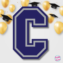 Load image into Gallery viewer, CONGRATS Varsity Graduation Banner -  Navy &amp; Silver