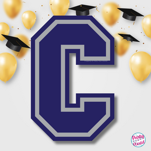 CONGRATS Varsity Graduation Banner -  Navy & Silver