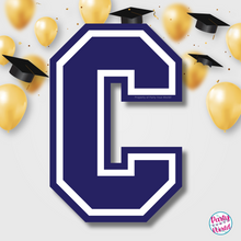 Load image into Gallery viewer, CONGRATS Varsity Graduation Banner -  Navy &amp; White