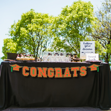 Load image into Gallery viewer, CONGRATS Varsity Graduation Banner - Orange &amp; Green