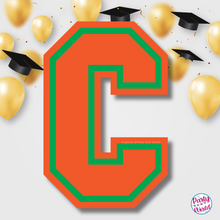 Load image into Gallery viewer, CONGRATS Varsity Graduation Banner - Orange &amp; Green