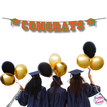 Load image into Gallery viewer, CONGRATS Varsity Graduation Banner - Orange &amp; Green