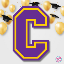 Load image into Gallery viewer, CONGRATS Varsity Graduation Banner - Purple &amp; Yellow