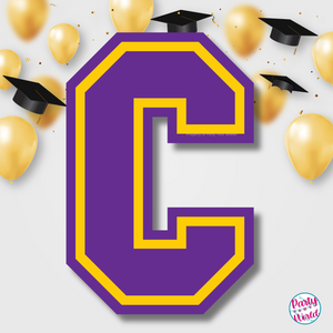 CONGRATS Varsity Graduation Banner - Purple & Yellow