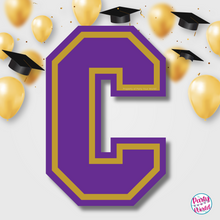 Load image into Gallery viewer, CONGRATS Varsity Graduation Banner - Purple &amp; Gold