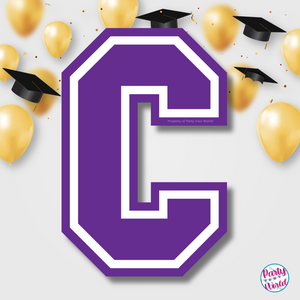 CONGRATS Varsity Graduation Banner - Purple & White