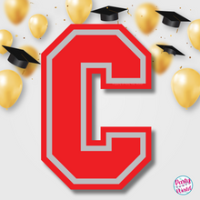Load image into Gallery viewer, CONGRATS Varsity Graduation Banner - Red &amp; Silver