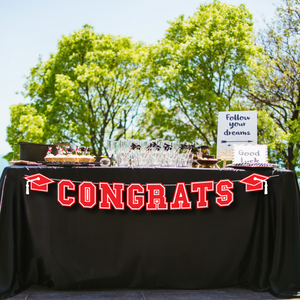 CONGRATS Varsity Graduation Banner - Red & White