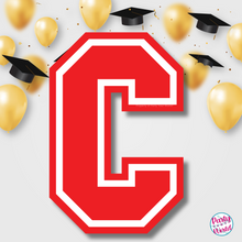 Load image into Gallery viewer, CONGRATS Varsity Graduation Banner - Red &amp; White