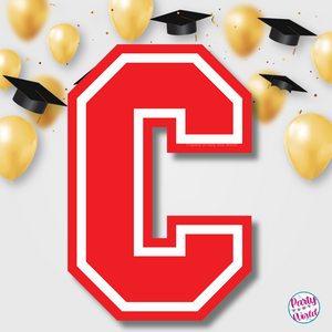 CONGRATS Varsity Graduation Banner - Red & White