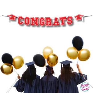 CONGRATS Varsity Graduation Banner - Red & White