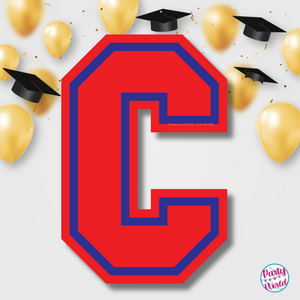 CONGRATS Varsity Graduation Banner - Red & Blue