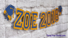 Load image into Gallery viewer, Medium 5&quot; Graduation Banner | Navy &amp; Gold or Any School Varsity Colors