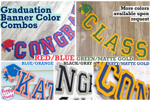 Medium 5" Graduation Banner | Blue & Yellow or Any School Varsity Colors