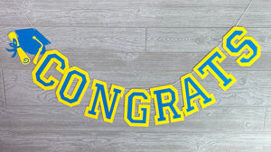 Large Graduation Banner | Blue & Yellow or Any School Varsity Colors