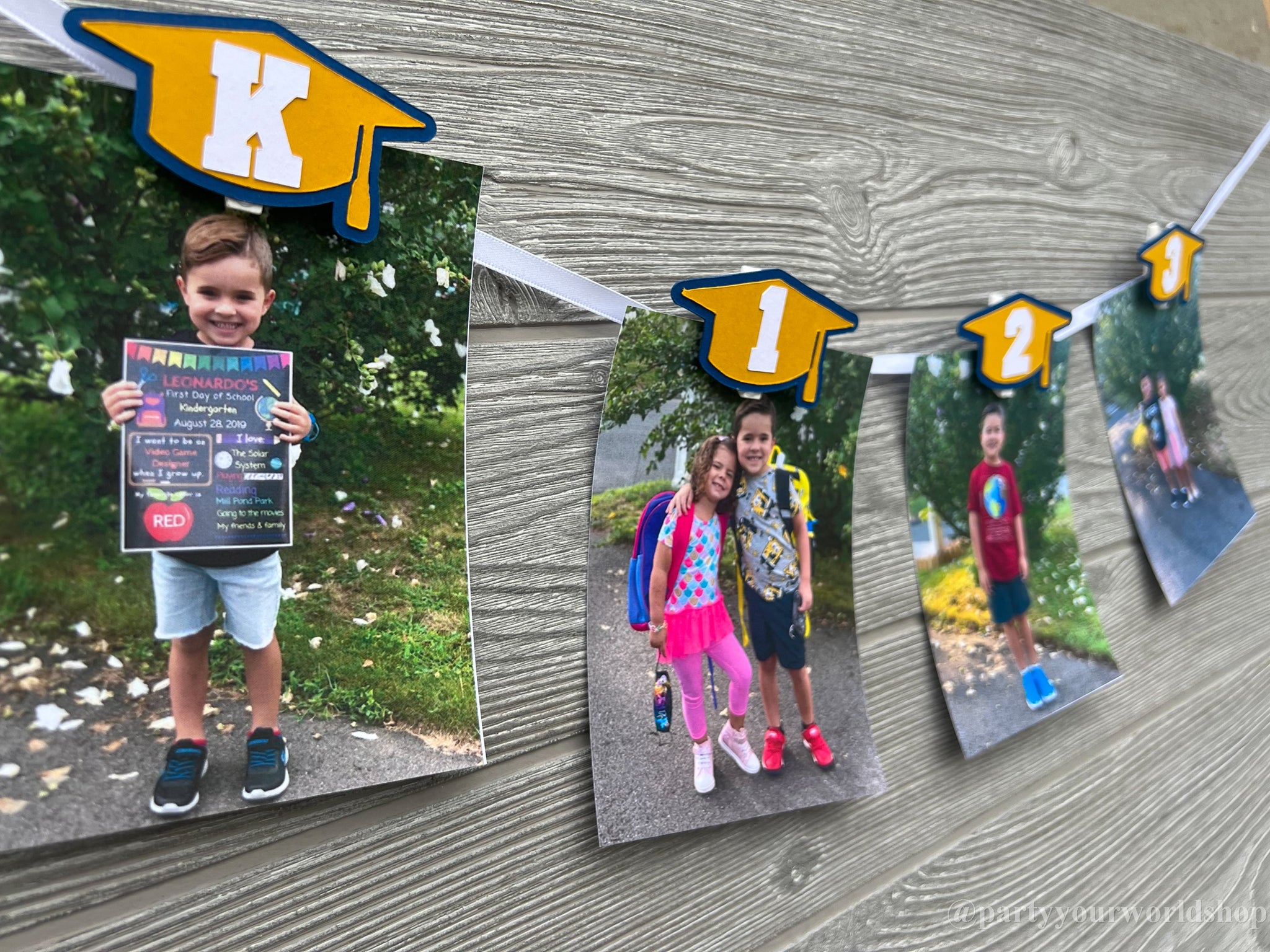 Graduation Photo Banner  K thru 12 Picture Clips Any School Varsity C –  Party Your World
