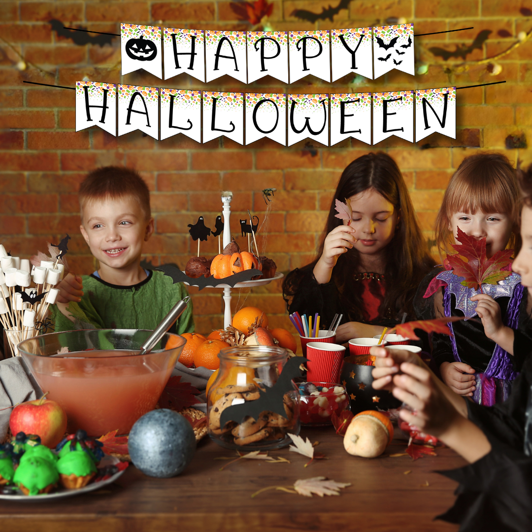 Digital "Happy Halloween" Banner, Halloween Confetti DIY Banner