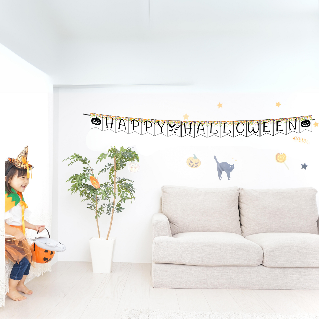 Digital "Happy Halloween" Banner, Halloween Confetti DIY Banner