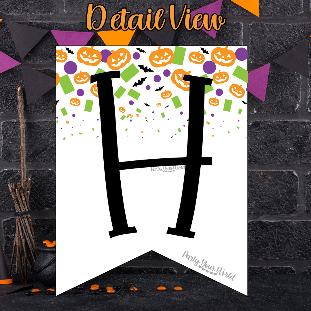 Boo Eek Aah Printable Banner, Halloween Confetti DIY Digital Download Banner - HC24A