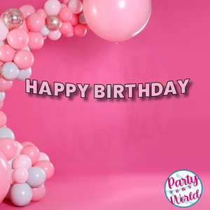 Happy Birthday Banner - Pink Gingham Pattern
