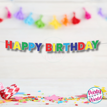 Load image into Gallery viewer, Happy Birthday Banner - Classic Rainbow Confetti Pattern