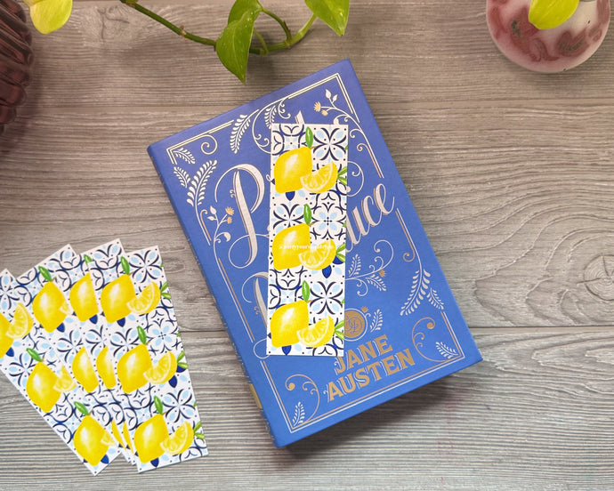 Lemon Tile Bookmark – Watercolor Lemons on Blue Italian Tile, Illustrated Bookmark for Summer Reading & Gifts
