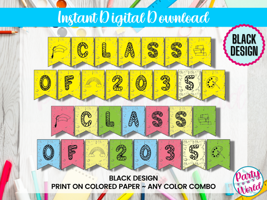 DIY Printable Kindergarten Color in Graduation Banner, Future class of 2035- DIGITAL DOWNLOAD
