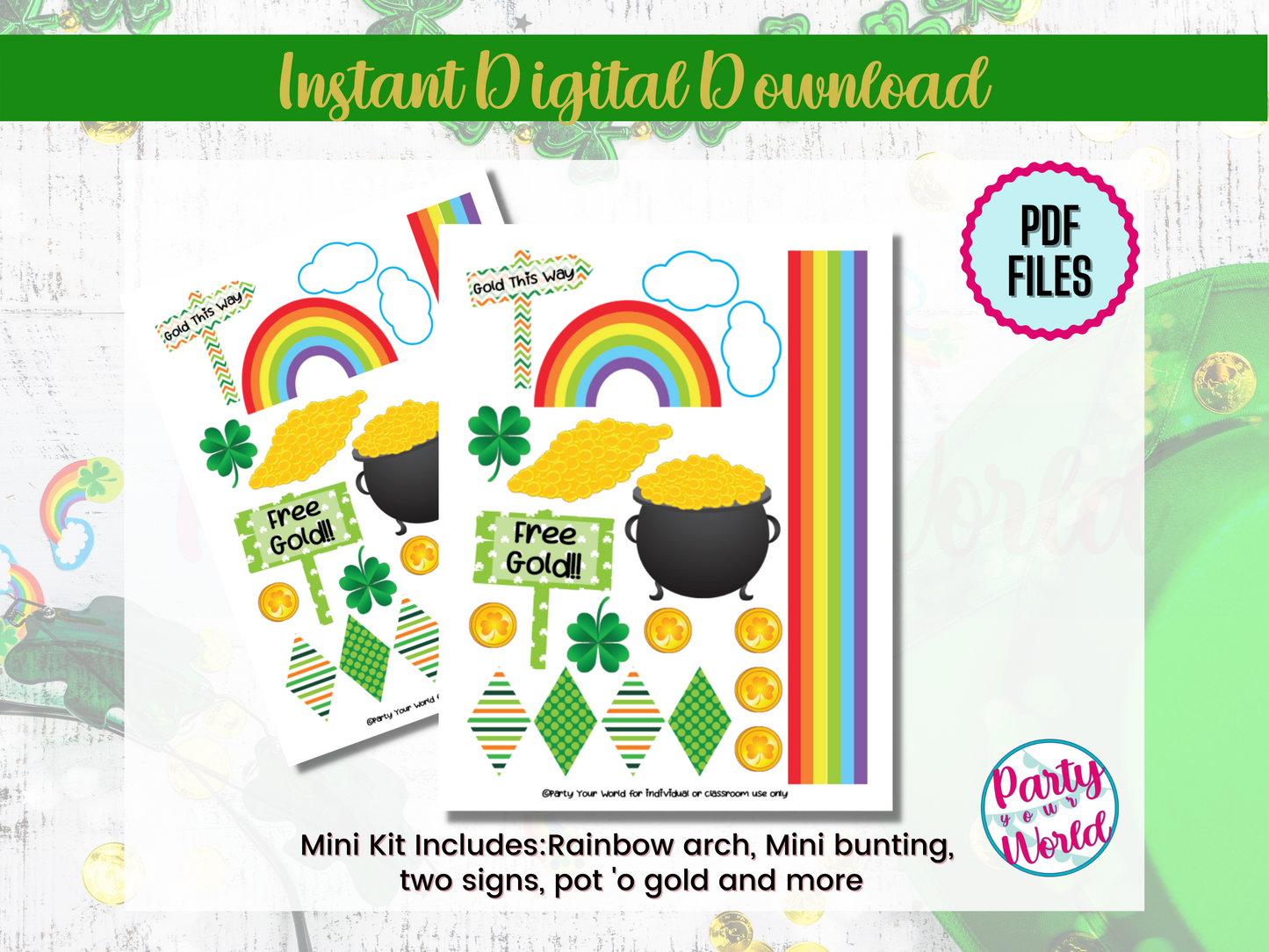 Mini Printable Leprechaun Trap Kit (1 page), St. Patrick's Day Kids' Craft, Orange and Green