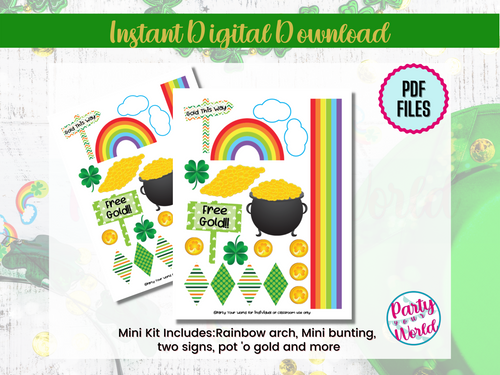 Printable Leprechaun Trap Kit (mini), St. Patrick's Day Kids' Craft, Pink and Green