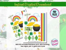 Load image into Gallery viewer, Printable Leprechaun Trap Kit (2 minis), St. Patrick&#39;s Day Kids&#39; Craft, Pink, green, rainbows