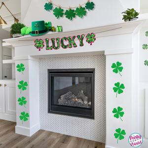 St. Patrick's Day "LUCKY" Large Banner - Shamrocks & Hot Pink