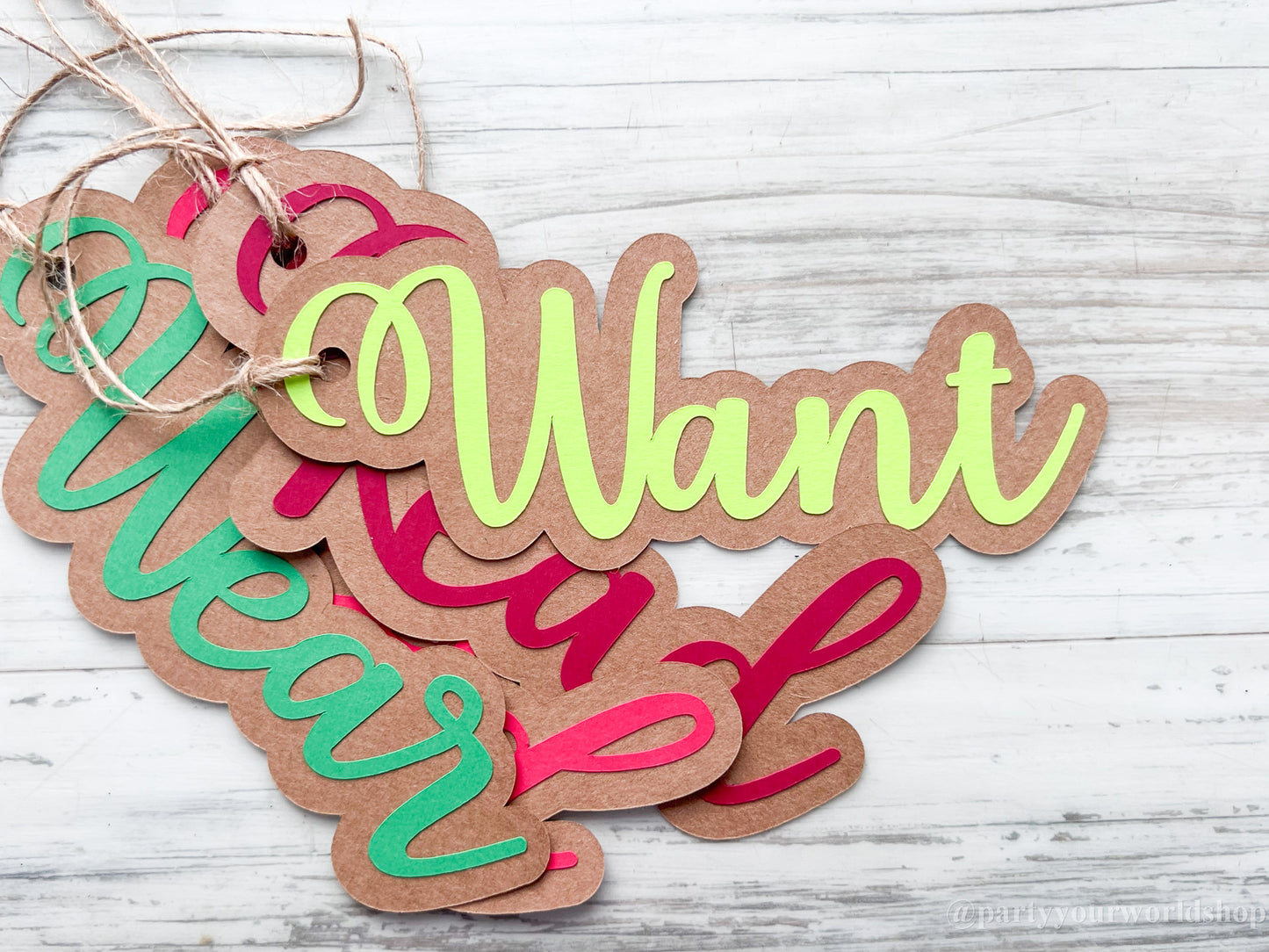 Need, Read, Want, Wear Gift Tags