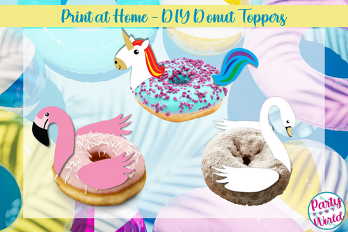 Pool Float Cupcake or Donut Toppers, PRINTABLE DIY Summer Pool Party Cupcake Toppers