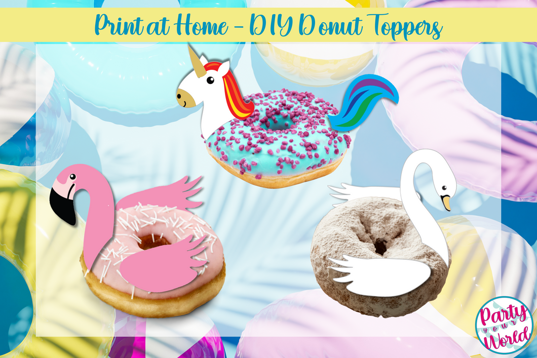 Pool Float Cupcake or Donut Toppers, PRINTABLE DIY Summer Pool Party C ...