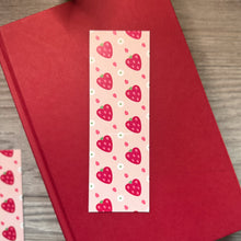 Load image into Gallery viewer, Heart Strawberry Bookmark – Pink Floral Fruit Design, Illustrated Bookmark for Sweet Reads &amp; Thoughtful Gifts