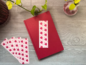Heart Strawberry Bookmark – Pink Floral Fruit Design, Illustrated Bookmark for Sweet Reads & Thoughtful Gifts