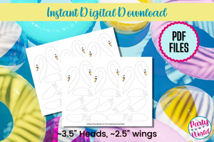 Swan Pool Float Cupcake or Donut Toppers, PRINTABLE DIY Summer Pool Party Cupcake Toppers
