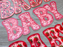 Load image into Gallery viewer, Valentine&#39;s Day Welcome Baby Girl Banner - Faux Pink Heart Glitter