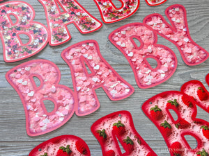 Valentine's Day Welcome Baby Girl Banner - Faux Red & Gold Heart Glitter